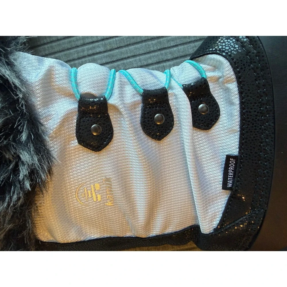 Kamik Kids Waterproof Snow Boots White Black Teal Faux Fur Trim Size 4 SFN14201